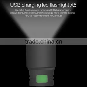 Bulk Home Use Waterproof Rechargeable USB Flashlight A5 thumbnail-2