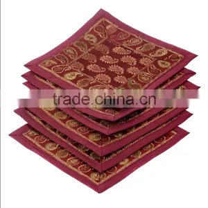 Silk Placemats and Coaster in Red Color Indian Silk Table Runner thumbnail-3