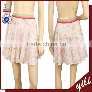 2016 Elegant Elastic Waist Printed Floral Print Women Midi Skirt thumbnail-1