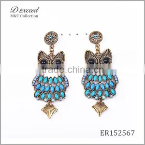 Wholesale Jewelry New Designs Ladies/Women's Vintage Ethnic Bohemian Earrings Owl Gold/Silver Plating Drop Earrings thumbnail-1