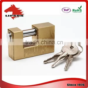 Brass Rectangular Padlock With Kaba Key thumbnail-1