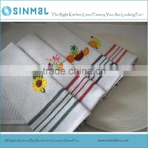 Vintage Flower Embroidered Waffle Dish Towel thumbnail-1
