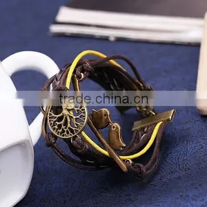 NEW Infinity Peace Bird Wings Friendship Leather Charm Bracelet thumbnail-1