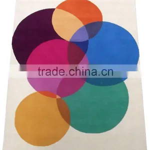 Modern Designs Hand Tufted Cut Pile Cream/Multi Colour Wool Carpets thumbnail-1