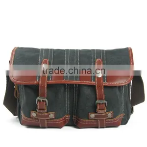 Stylish Midium Canvas Leather Field Shoulder Bag Military Explorer Messenger Field Bag thumbnail-2