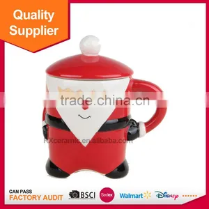 Hot Selling 3D Funny Handle Ceramic Christmas Milk Mug With Lid thumbnail-1