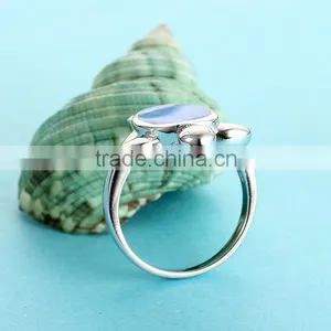 Blue Synthetic Opal 925 Sterling Silver Turtle Shape Engagement Ring SRI026W thumbnail-2