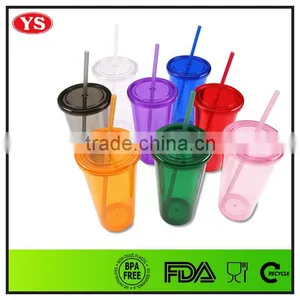 24oz Bpa Free Single Wall Plastic Reusable Cup With Straw thumbnail-4