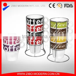 Stack Potted China Ceramic Mug With Different Designs thumbnail-1