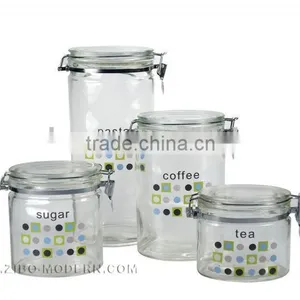 4pc Oval Glass Jar Set thumbnail-1