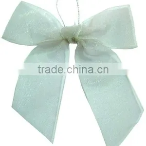 White Elastic Satin Bows for Accessories thumbnail-1