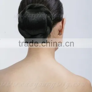 New Brown Chignon Hair Piece, Synthetic Braids Bun Hair Piece thumbnail-2