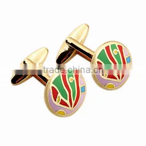 in Stock Stainless Steel 18k Gold Metal Cufflinks, Enamel Cuff Links for Men thumbnail-3