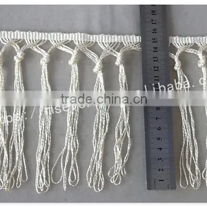 Fashion Design Off-white 15.5cm Width Knot Polyester Fringe Trim Wholesale thumbnail-6