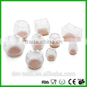 Transprent Soft Rubber Round Table Chair Leg Floor Protectors With Felt thumbnail-6