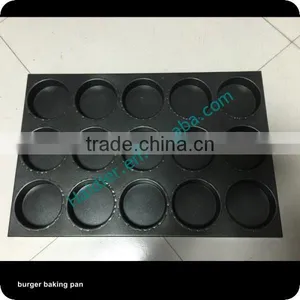 15 Grooves Aluminum Alloy Teflon Coated Hamburger Round Metal Baking Tray/round Bread Baking Tray thumbnail-1