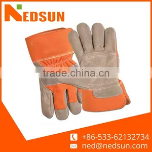 Durable Double Palm Safety Split Leather Gloves for Working thumbnail-1