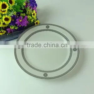Stock Porcelain Dinner Plate With Decal Design , Cheap Round Porcelain Plate for Wholesale thumbnail-1