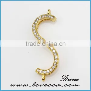 Sell Letter S Copper Pendant Jewelry With Silver Color Micropave Setting Pendant for Factory Price thumbnail-4