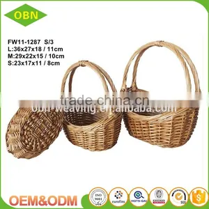 Durable Wicker Gift Basket Boat Shape Cane Basket With Handle thumbnail-3