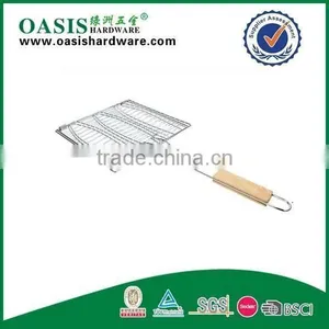 BBQ Netting With Wooden Handle /3 Fish Bbq Net thumbnail-1