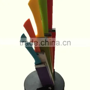 P45-059 6pc Stainless Steel Color Knife Set With Wooden Folding Block thumbnail-3
