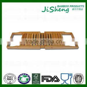 Bamboo Bathtub Caddy Tray With Extending Sides and With Waterproof Cloth thumbnail-2