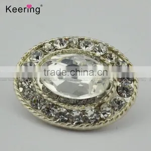 Keering-made Vogue Oval Rhinestone Alloy Button for Shirts WBK-1466 thumbnail-1