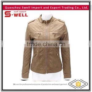 Fashion Custom Lady pu Leather Jacket thumbnail-1