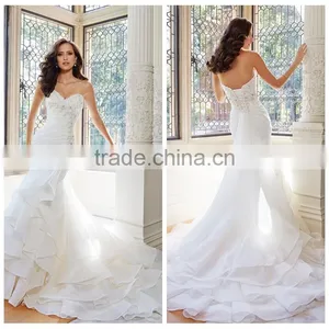 Sleeveless Design Chiffon Beaded Wedding Dress With Long Tail thumbnail-1