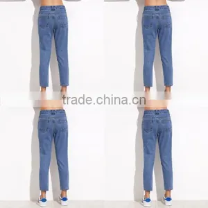 Pictures of Jeans Patchwork Blue Pants Women Casual Pants thumbnail-4