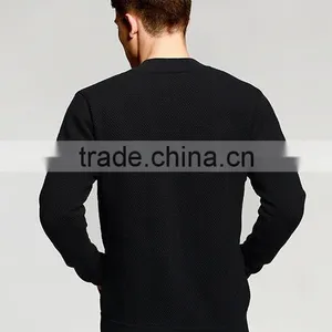 2017 Popular Black no Patten Simple Cool Men's Cardigan Sweater With Zipper thumbnail-4