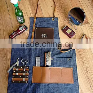Hand Crafted Custom Logo Black Barber Waxed Canvas Apron for Mens thumbnail-2