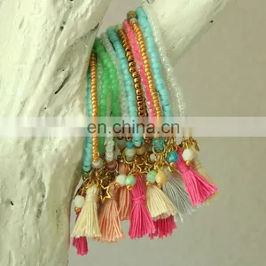 Multi Color Seed Beads Tassel Bracelet thumbnail-1
