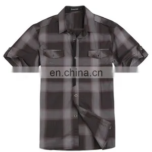 Mens Plaid Fashion Shirt With Short Sleeves thumbnail-1
