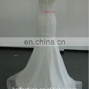 EBX-6 Lace With Pink Belt Wedding Dress thumbnail-2