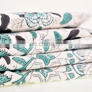 Indian 2017 Hand Block Print Fabric By Meter Floral Sanganeri Fabric For Garments Ethnic Throw Cloth thumbnail-1