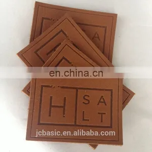 Wholesale Custom Clothing Brand Name Real Leather Embossed Leather Label thumbnail-1