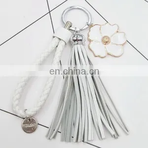 Promotion Tassel Style Leather Key Chain With Metalflower Pendant thumbnail-4