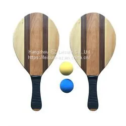 Solid Wooden Frescobol Beach Paddle Racket Ball Set thumbnail-1