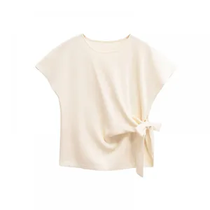 New Style European-style Women's Casual and Versatile Off-shoulder Short-sleeved Soft Knitted T-shirt thumbnail-2