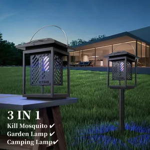 Dengx Brand 3 in 1 Strong Metal Body LED UVA Solar Mosquito Killer Lamp for Garden Pest Control thumbnail-2