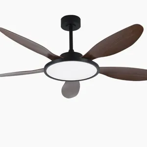Offline Voice-controlled Smart Fan Light / Walnut-colored Living Room and Dining Room Household Electric Fan / Ceiling Fan Light（Wechat:13510231336） thumbnail-1
