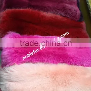 Luxury Raw Tanned Fox Fur Skin Candy Bright Color Fur Fabric Blanket For Clothing Made thumbnail-4