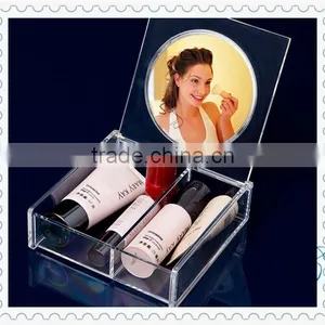 2015 Best Sale Cosmetic Desktop Makeup Storage Box With a Mirror thumbnail-1
