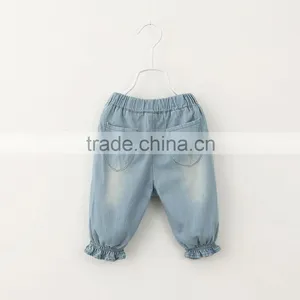 Wholesale Baby Girl Clothes 2016 New Summer Girl Jeans Lovely Little Girl Flower Embroidery Jeans thumbnail-3