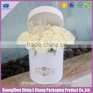 Logo Customize Gold Stamp Cardboard Round Rose Flower Box thumbnail-1