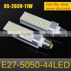 1Pcs 11W SMD 5050 E27 LED Lamp AC 110V - 220V Horizontal Plug Light, 44LEDs, Aluminum Body LED Corn Bulb 5050SMD Chandelier thumbnail-1