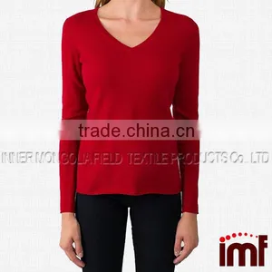 Cashmere Women's 100% Cashmere Long Sleeve Pullover V Neck Sweater thumbnail-3
