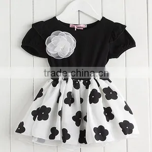 Made in China Quality Pageant Prom Evening Dress Gown, Black and White Flower Girl Wedding Tutu Dress, Bruidsmeisjes Jurk Kids thumbnail-1
